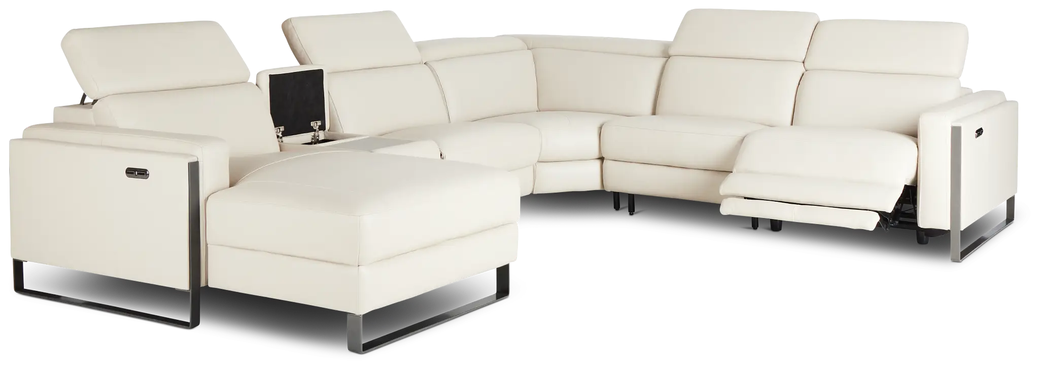 Atlas Taupe Lthr/vinyl Medium Power Reclining Left Chaise Sectional Atlas Taupe Lthr/vinyl Medium Power Reclining Left Chaise Sectional