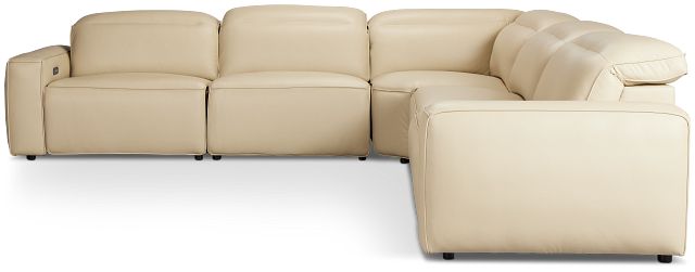 Tidal Beige Lthr/vinyl Small Two-arm Power Reclining Sectional