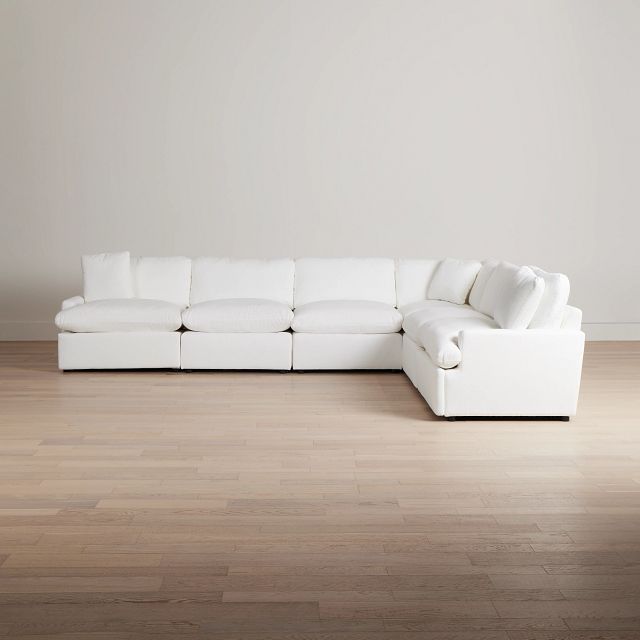 Skye White Fabric Medium Dual Power 2-arm Reclining Sectional