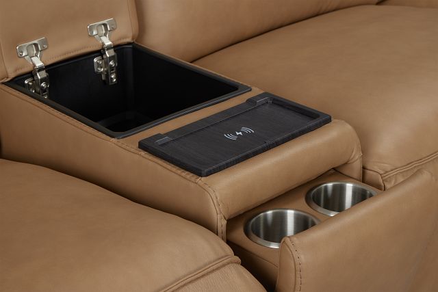 Ryland Brown Lthr/vinyl Large Triple Power Reclining Two-arm Sectional