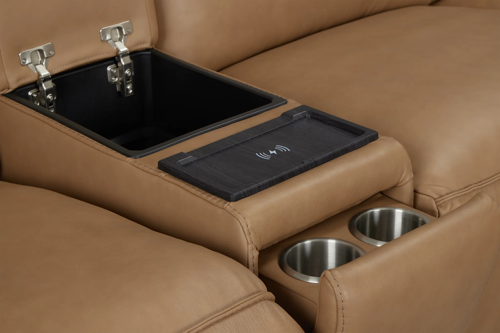 Ryland Brown Lthr/vinyl Large Triple Power Reclining Two-arm Sectional