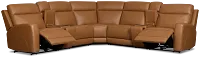 Flexsteel Belmont Medium Brown Lthr/vinyl Large Dual Power Reclining Two-arm Sectional