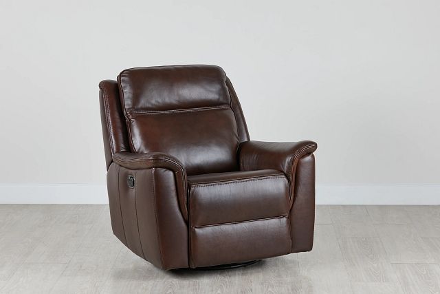 Aiden Brown Leather Swivel Glider Recliner