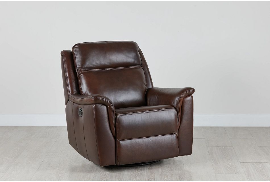 Aiden BROWN LEATHER Swivel Glider Recliner, (0)