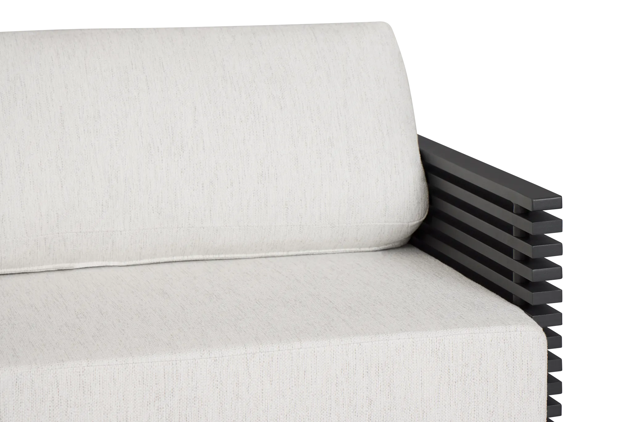 Monterey Black Aluminum Sofa With Light Gray Cushions