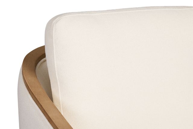 Campbell White Fabric Swivel Accent Chair
