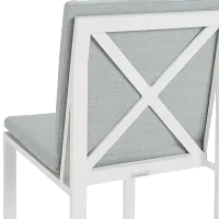 Linear White Teal 70" Aluminum Table & 4 Cushioned Side Chairs