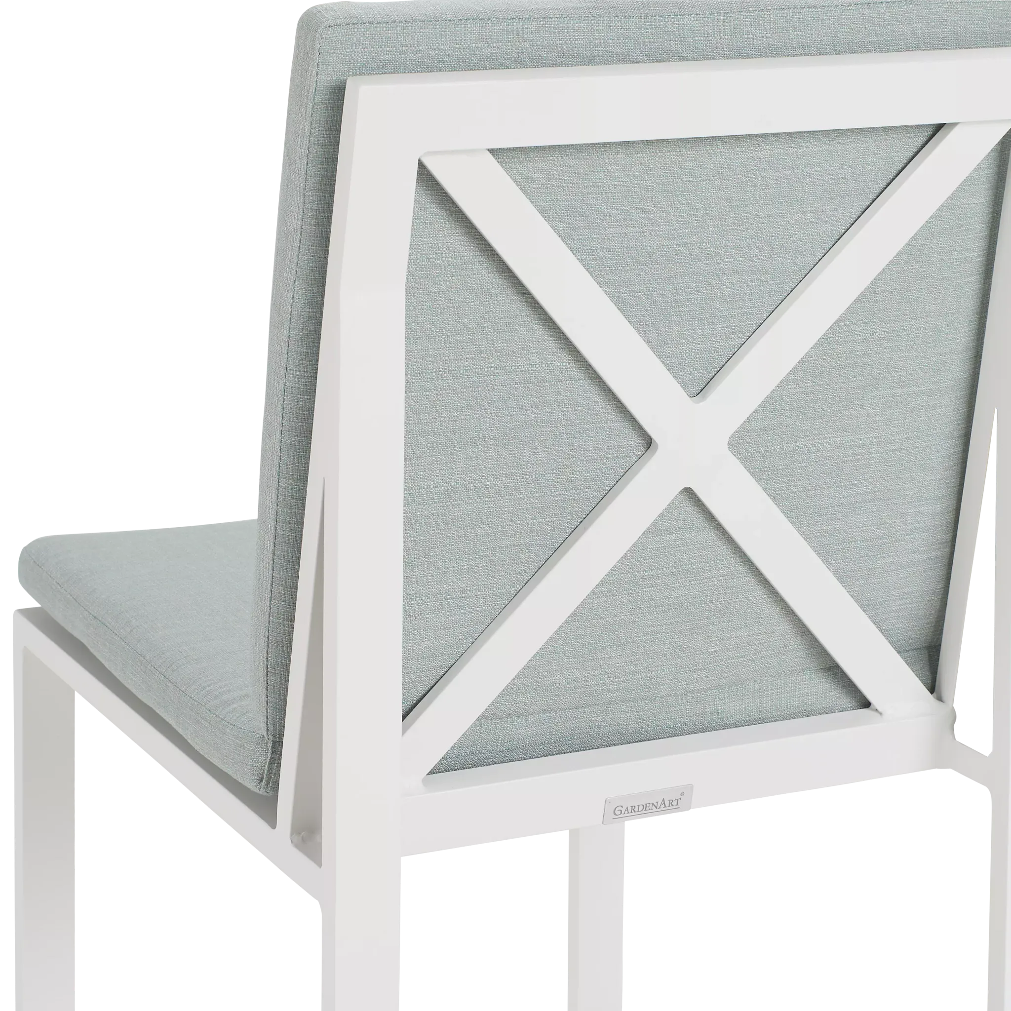 Linear White Teal 70" Aluminum Table & 4 Cushioned Side Chairs