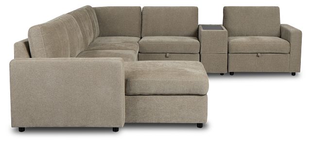 Addie Gray Fabric Medium Left Chaise Sleeper Sectional With Console