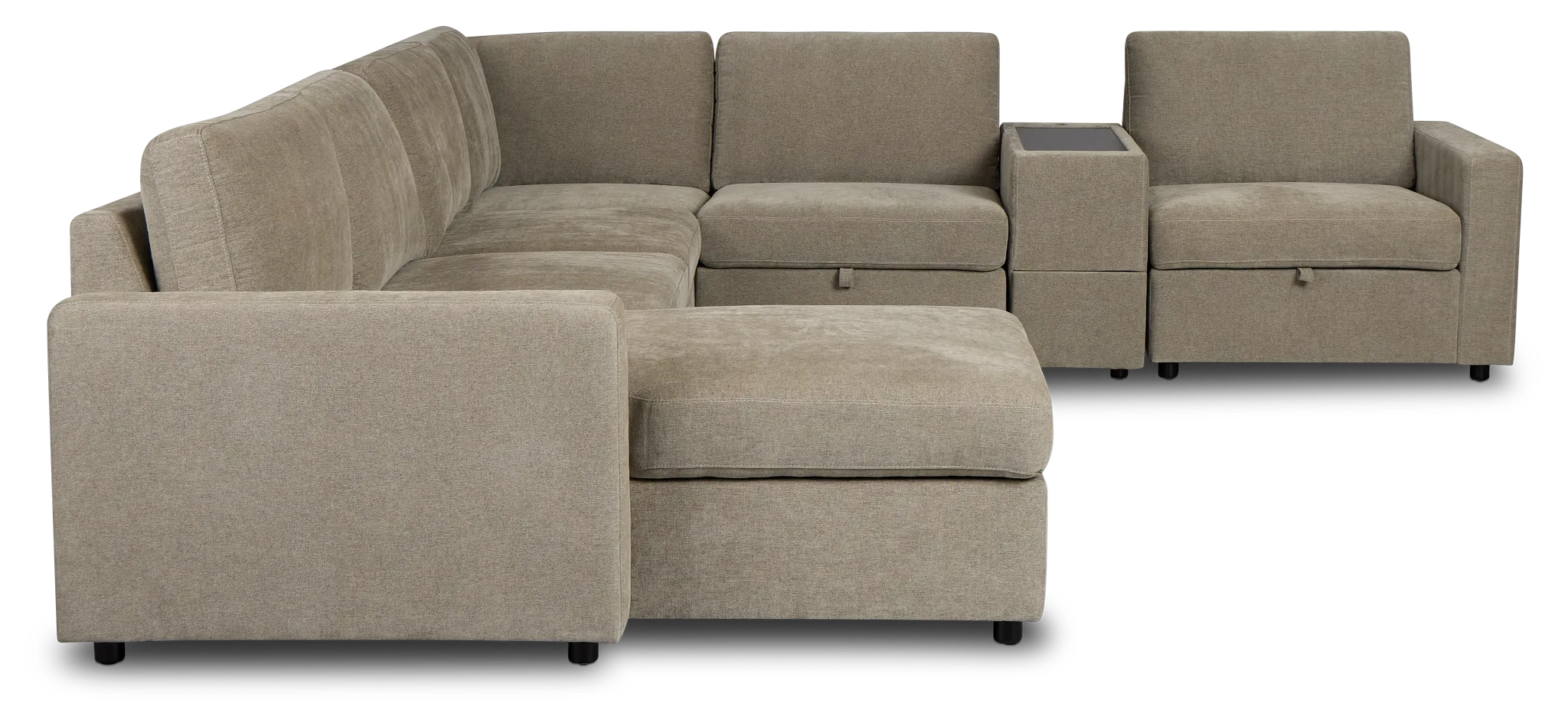 Addie Gray Fabric Medium Left Chaise Sleeper Sectional With Console