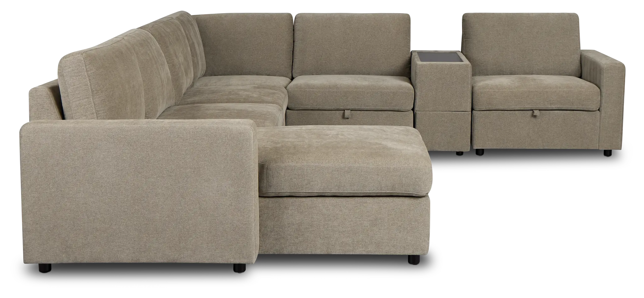 Addie Gray Fabric Medium Left Chaise Sleeper Sectional With Console Addie Gray Fabric Medium Left Chaise Sleeper Sectional With Console