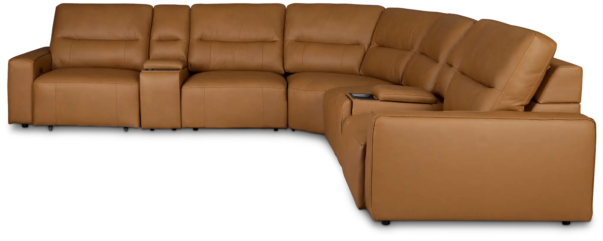 Rudy Brown Lthr/vinyl Large Dual Power 2 Arm Extension Chaise Sectional Rudy Brown Lthr/vinyl Large Dual Power 2 Arm Extension Chaise Sectional