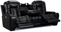 Eclipse Black Lthr/vinyl Power Reclining Sofa W/ Massage