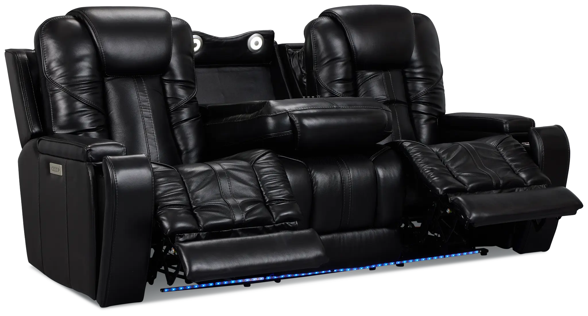 Eclipse Black Lthr/vinyl Power Reclining Sofa W/ Massage Eclipse Black Lthr/vinyl Power Reclining Sofa W/ Massage