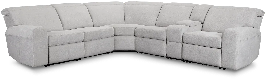 Callum Light Gray Fabric Medium Dual Power 2-arm Reclining Sectional