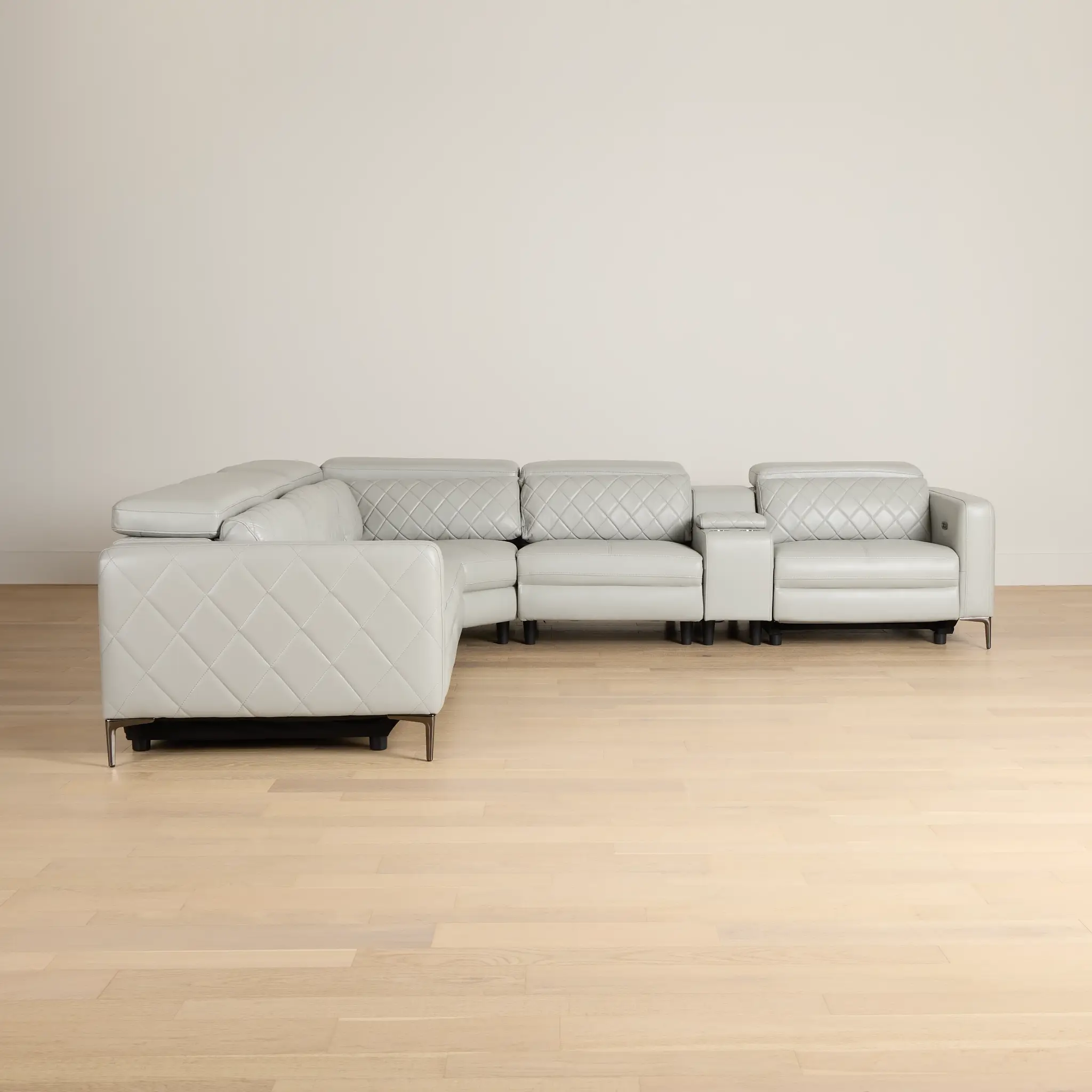 Ava Light Gray Micro Medium Dual Power 2-arm Reclining Sectional Ava Light Gray Micro Medium Dual Power 2-arm Reclining Sectional