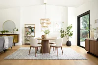 Nomad Mid Tone 47" Round Table & 4 Light Beige Chairs W/mid-tone Legs