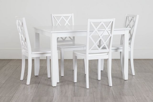Edgartown White Rect Table & 4 White Wood Chairs (0)