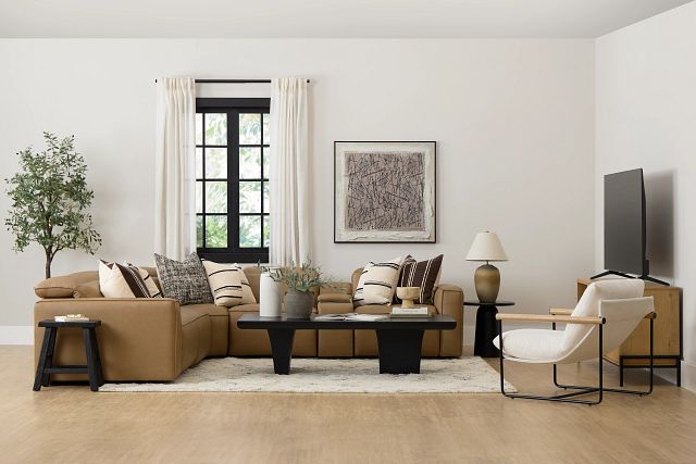 Ryland Brown Lthr/vinyl Medium Dual Power 2-arm Reclining Sectional