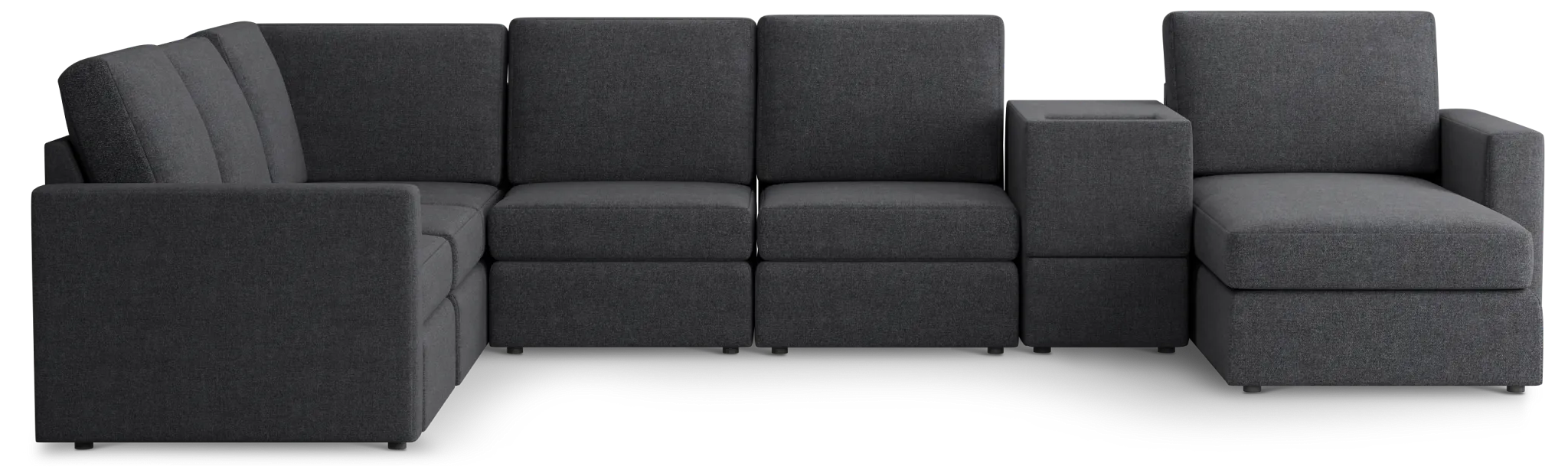 Citymod Dark Gray Fabric Large Right Chaise Sectional With Media Console