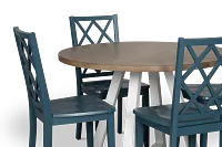 Edgartown Two-tone Round Table & 4 Navy Wood Chairs