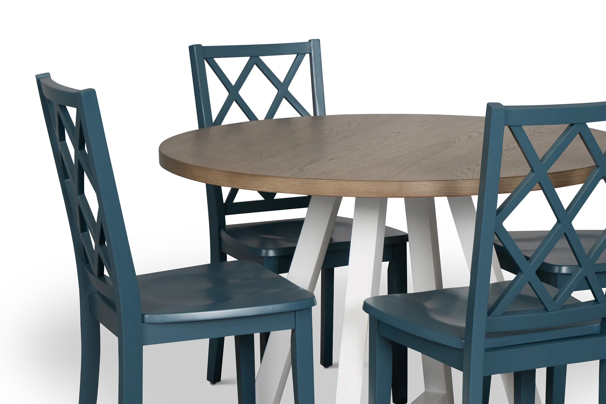 Edgartown Two-tone Round Table & 4 Navy Wood Chairs
