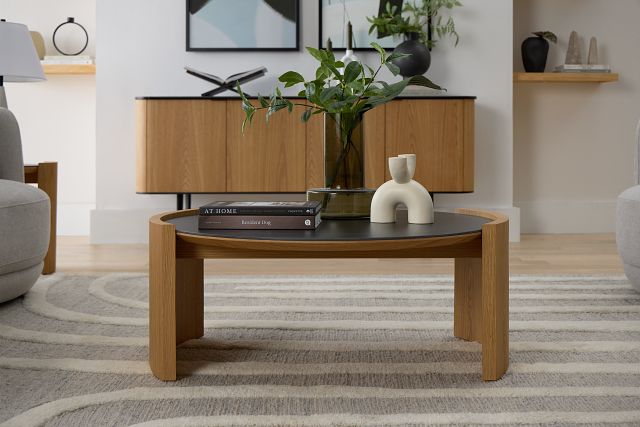 Nomad Light Tone Ceramic Round Coffee Table