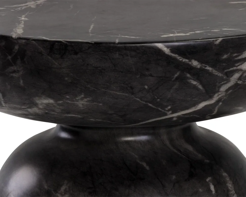 Briar Black Marble Round End Table