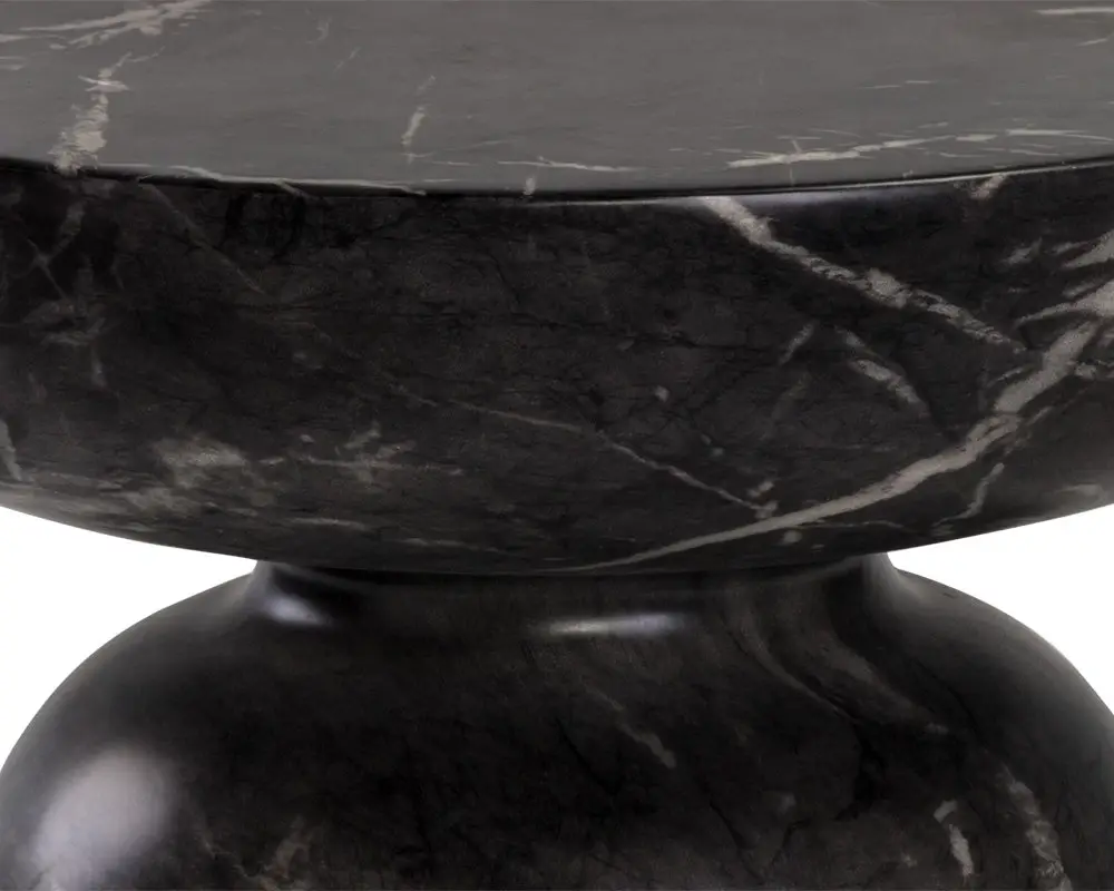Briar Black Marble Round End Table Briar Black Marble Round End Table