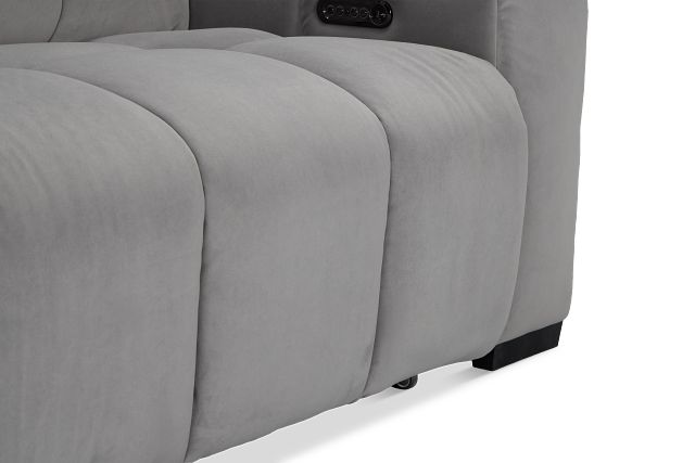 Gemma Light Gray Velvet Power Reclining Console Sofa