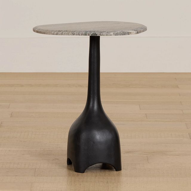 Lital Black Stone Accent Table