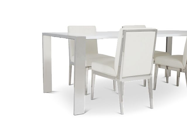 Neo White Rect Table & 4 Metal Chairs (9)