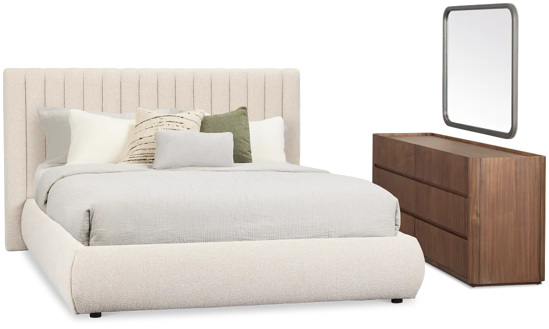 Nomad Light Beige Uph Platform Bedroom With Mid-tone Cases