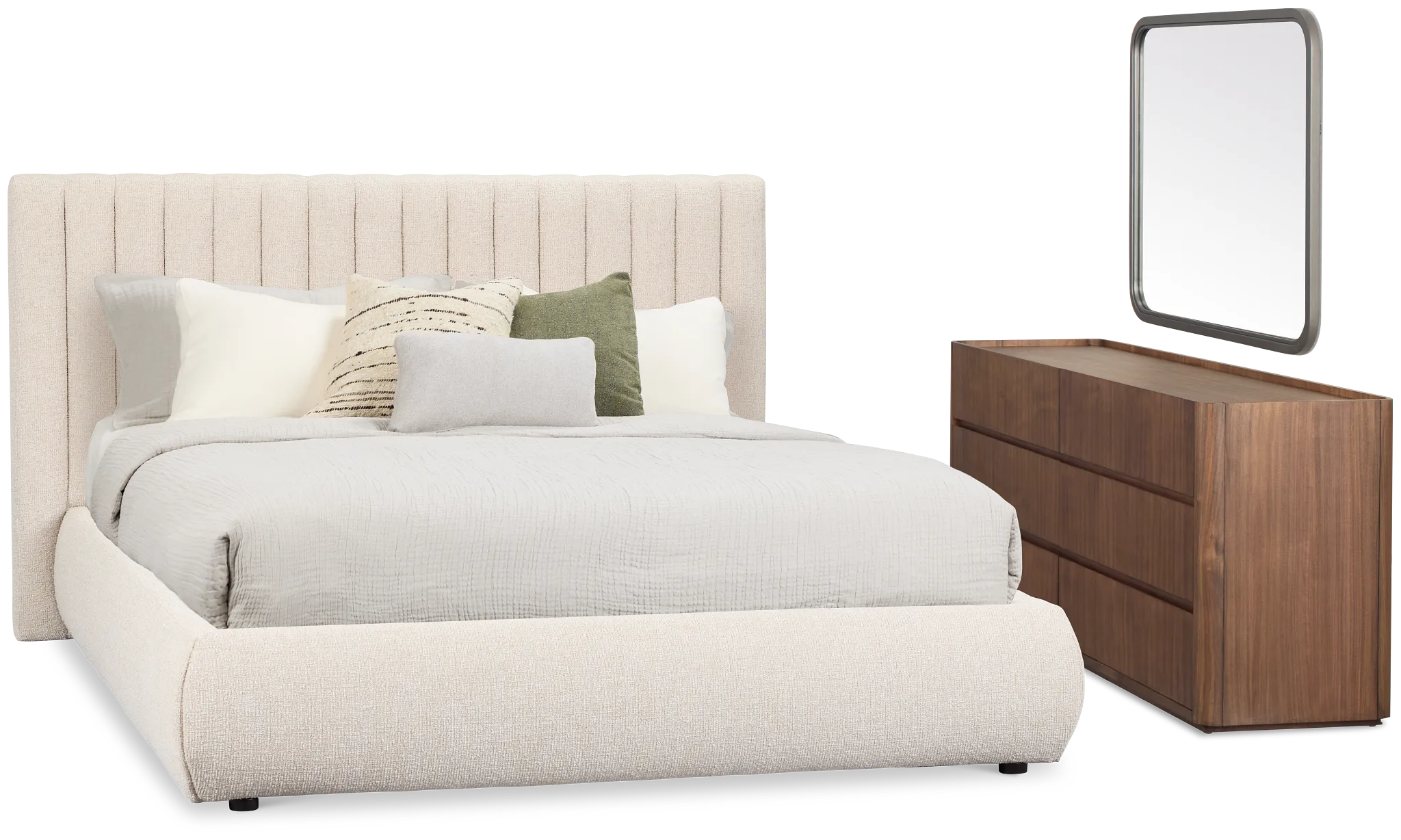 Nomad Light Beige Uph Platform Bedroom With Mid-tone Cases