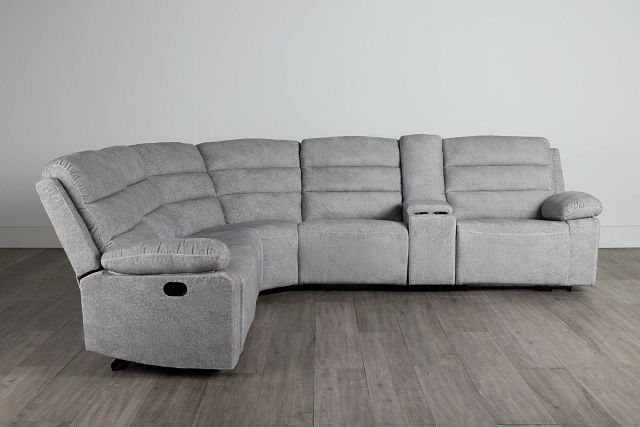 Orion Light Gray Fabric Medium Dual Manual 2-arm Sectional