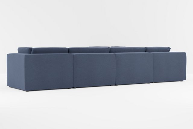 Destin Peyton Dark Blue Fabric 6-piece Modular Sectional