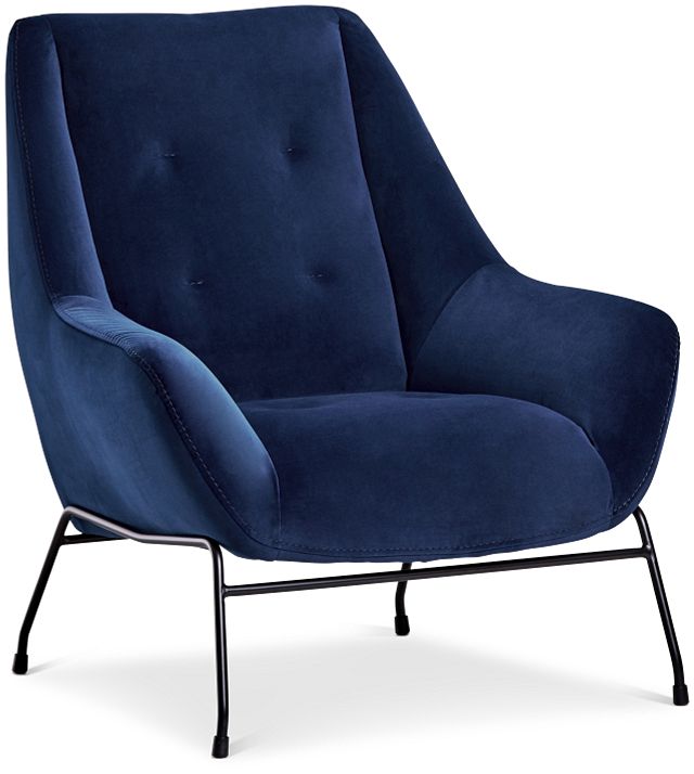 Xena Dark Blue Velvet Accent Chair (1)