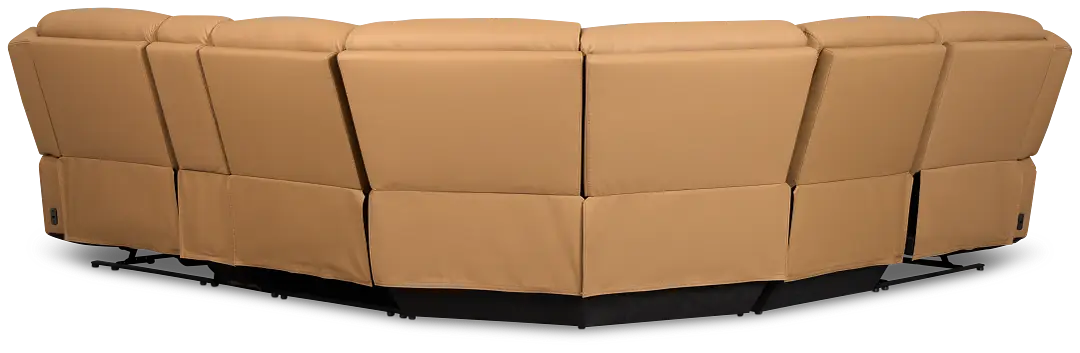 Wilder Brown Leather Medium Tri Power Sectional W/refrigerated Console Wilder Brown Leather Medium Tri Power Sectional W/refrigerated Console