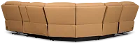 Wilder Brown Leather Medium Tri Power Sectional W/refrigerated Console