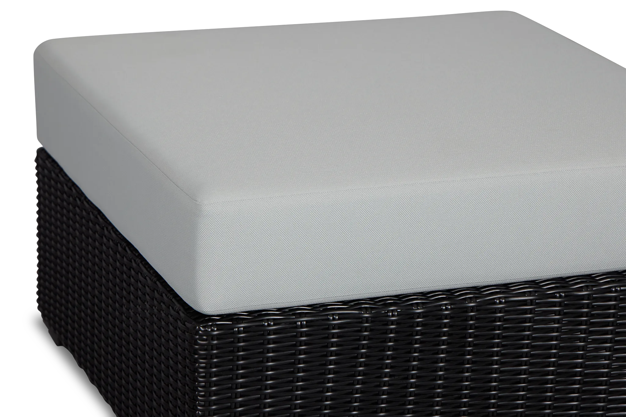 Montecito Black Large Ottoman With Light Blue Cushions