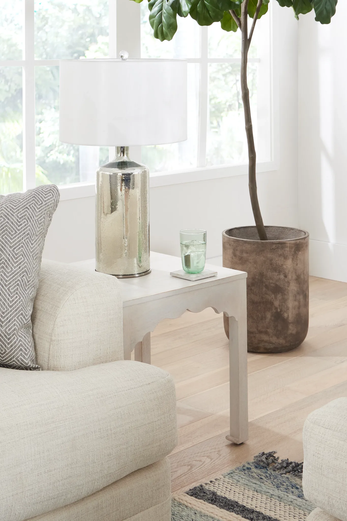 Stacey White Square End Table