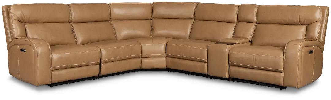 Jasper Light Brown Leather Medium Triple Power 2-arm Sectional Jasper Light Brown Leather Medium Triple Power 2-arm Sectional