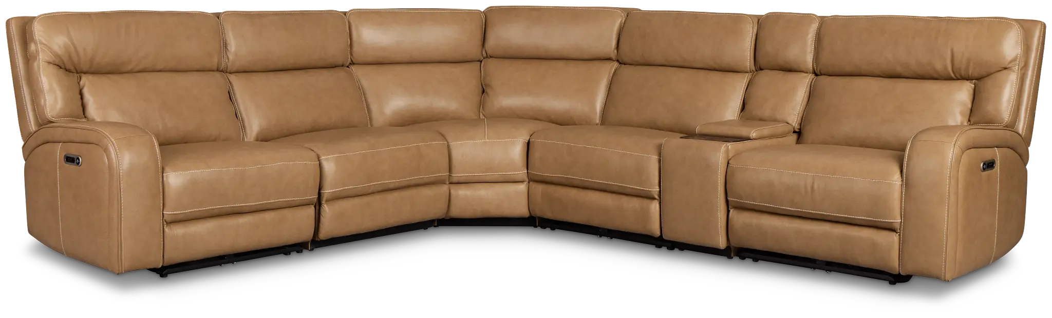 Jasper Light Brown Leather Medium Triple Power 2-arm Sectional Jasper Light Brown Leather Medium Triple Power 2-arm Sectional