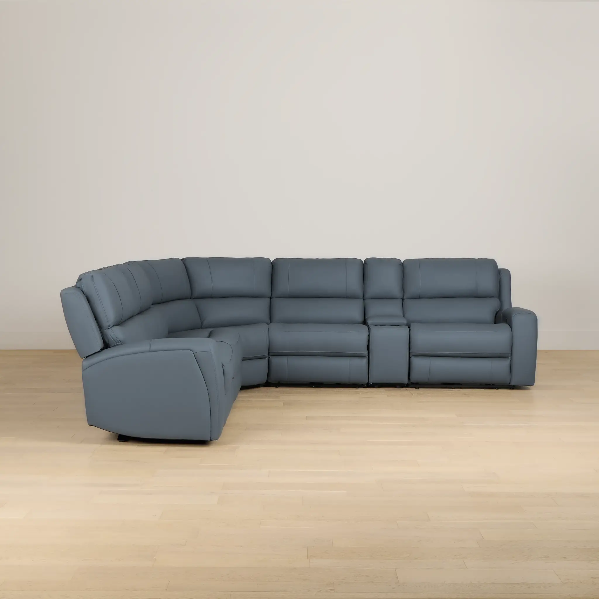 Summit Blue Lthr/vinyl Medium Dual Power 2-arm Reclining Sectional Summit Blue Lthr/vinyl Medium Dual Power 2-arm Reclining Sectional