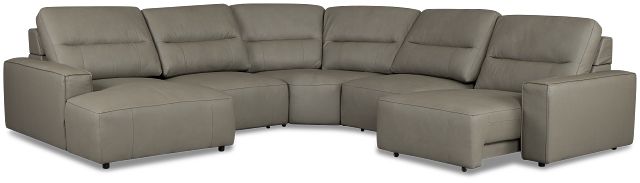 Rudy Gray Lthr/vinyl Small Right Chaise Power Extension Sectional