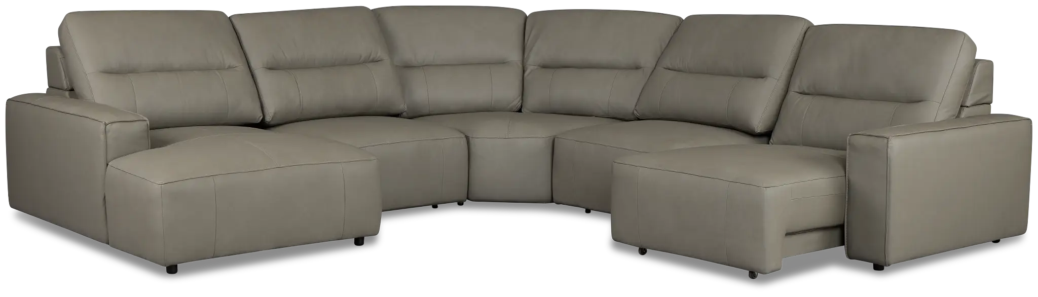 Rudy Gray Lthr/vinyl Small Right Chaise Power Extension Sectional Rudy Gray Lthr/vinyl Small Right Chaise Power Extension Sectional