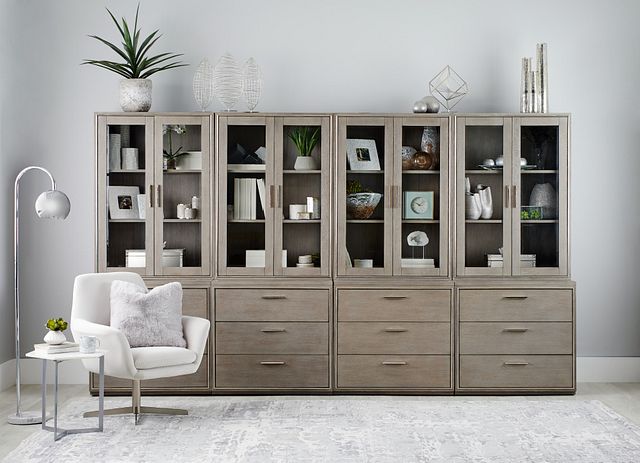 Highline Gray Drawer Bookcase Wall