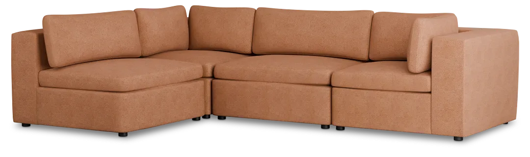 Destin Sutton Orange Fabric 4-piece Modular Sectional