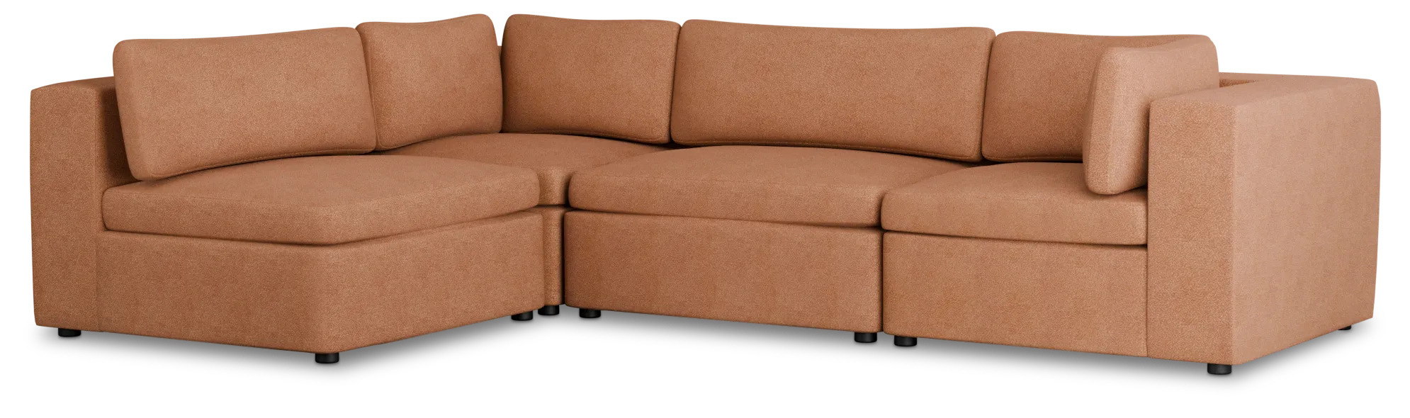 Destin Sutton Orange Fabric 4-piece Modular Sectional