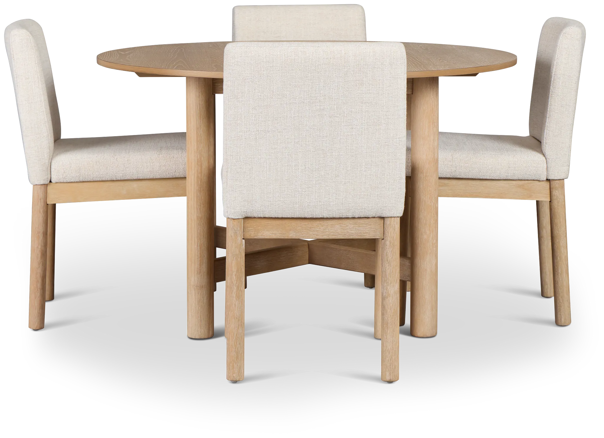 Taylor Light Tone Round Table & 4 Upholstered Chairs